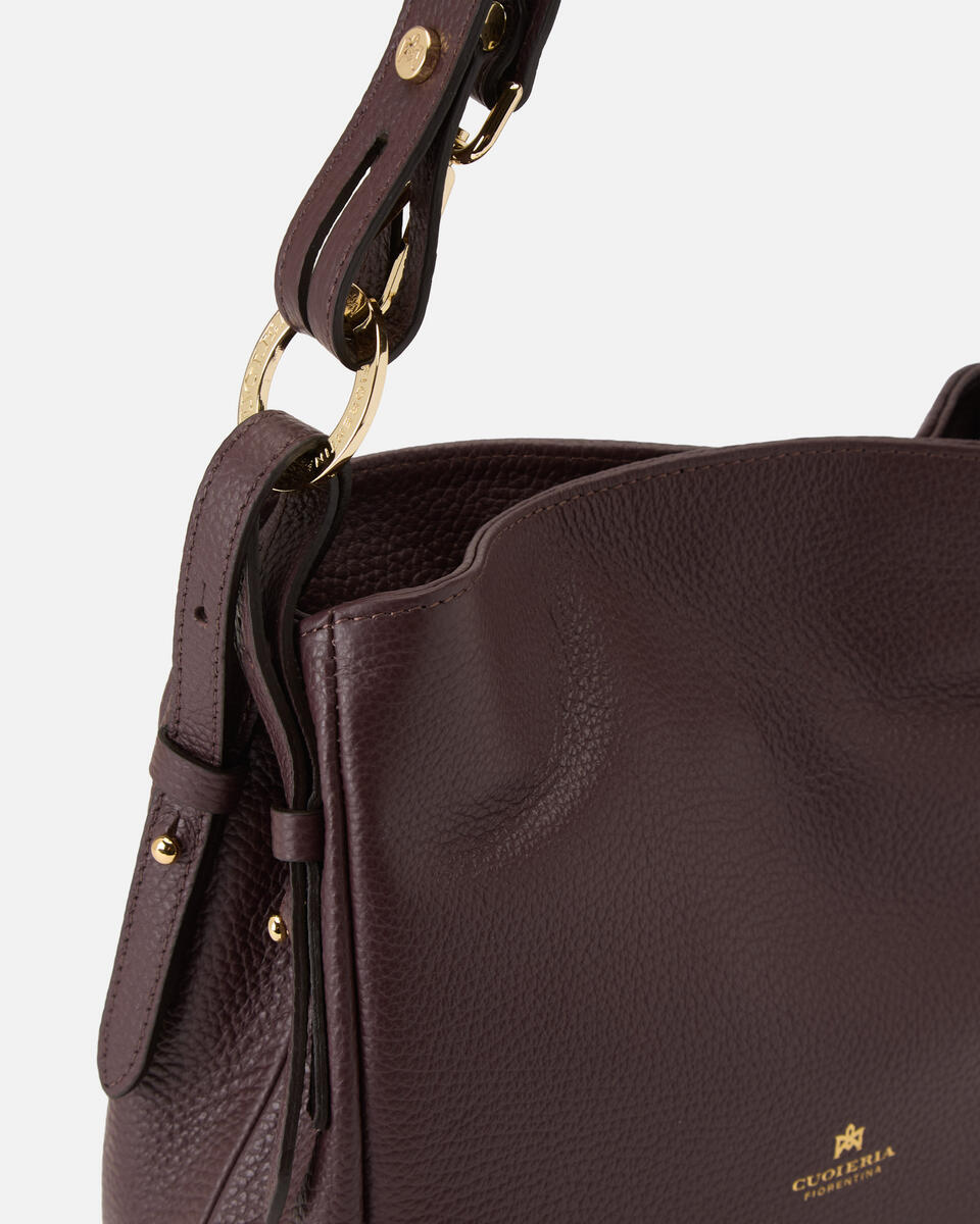 Velvet borsa a spalla piccola con tracolla estensibile Coffee  - Borse A Spalla - Borse Donna - Borse - Cuoieria Fiorentina