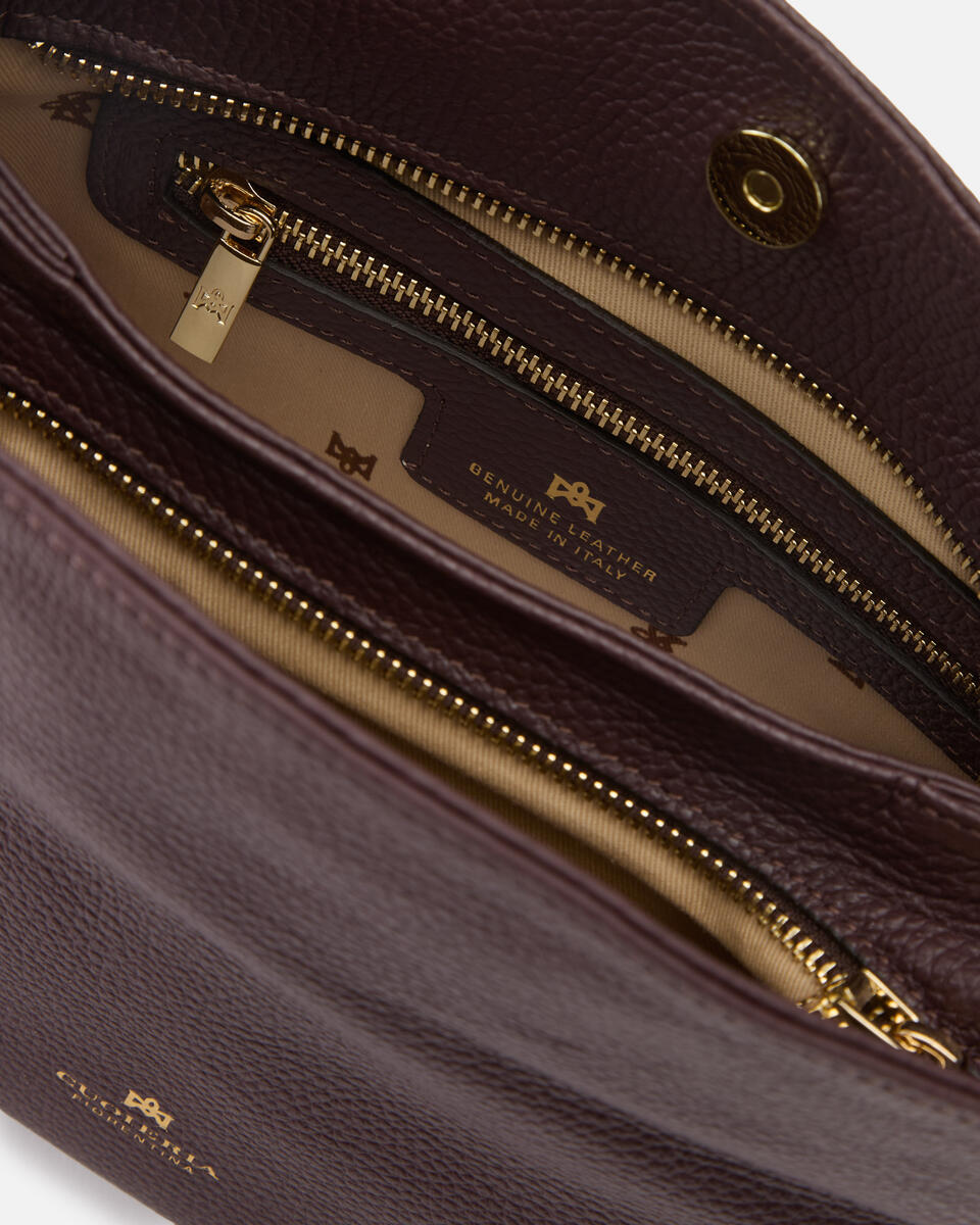 Velvet borsa a spalla piccola con tracolla estensibile Coffee  - Borse A Spalla - Borse Donna - Borse - Cuoieria Fiorentina