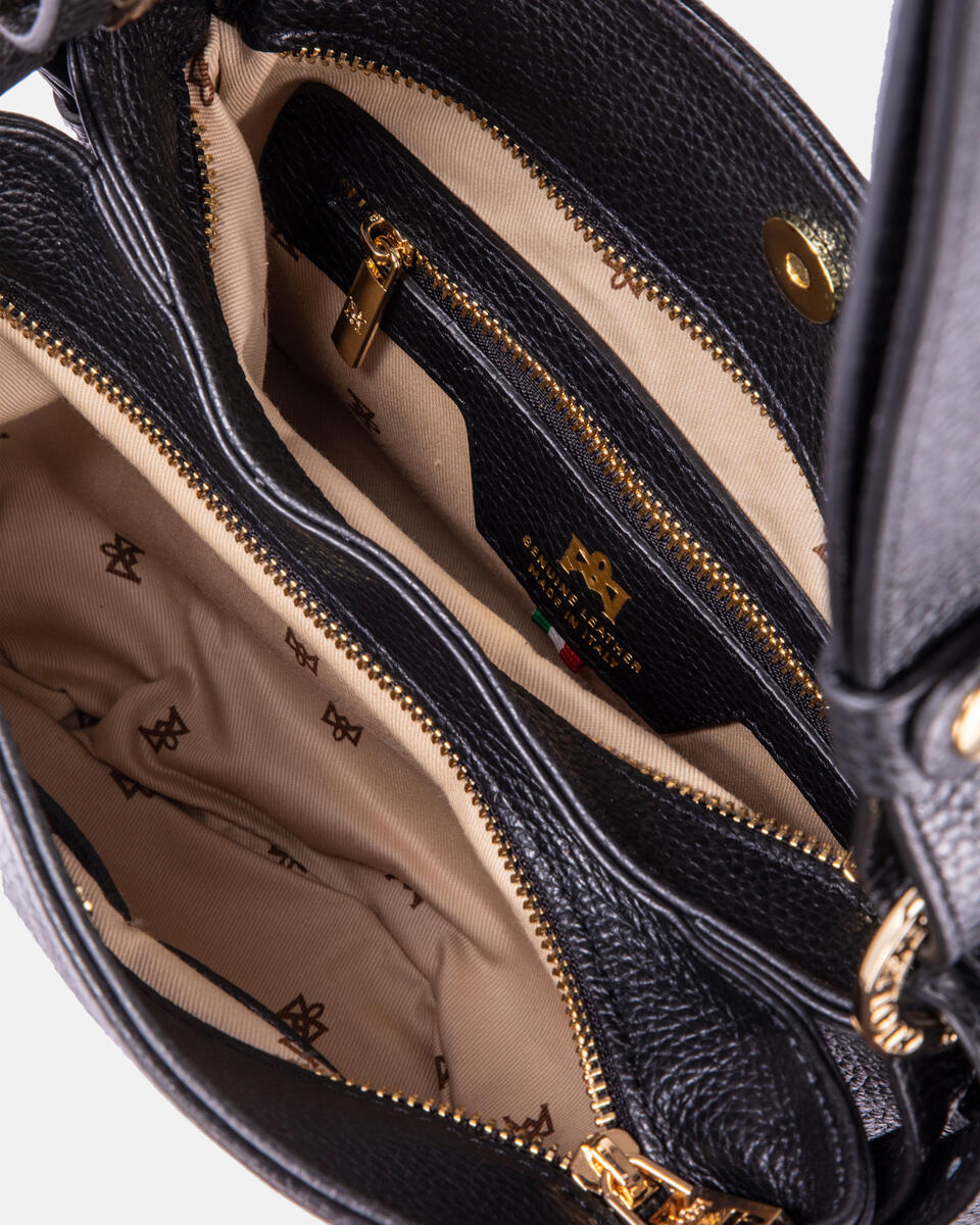 Velvet borsa a spalla piccola con tracolla estensibile Nero  - Borse A Spalla - Borse Donna - Borse - Cuoieria Fiorentina