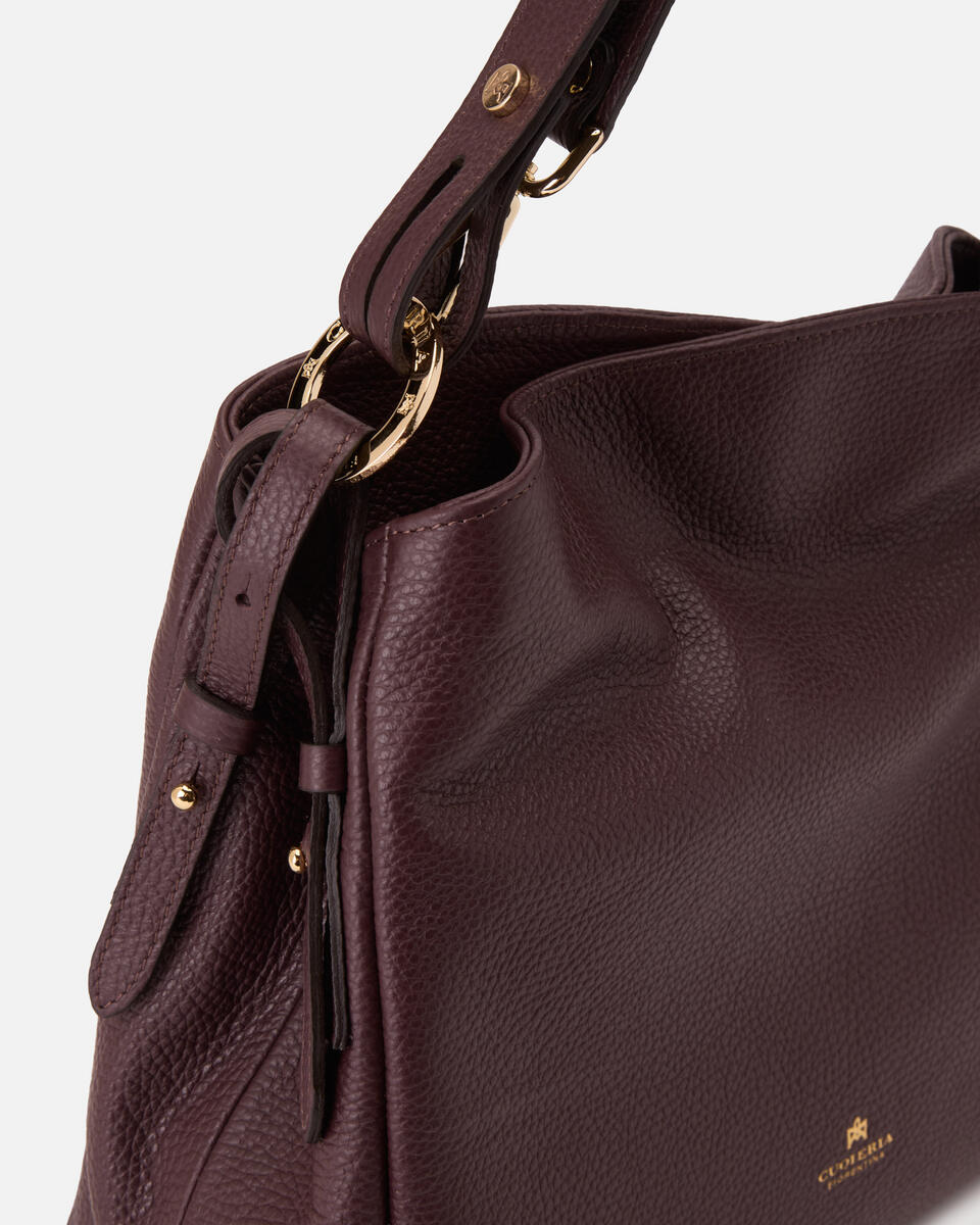 Velvet borsa a spalla grande con tracolla estensibile Coffee  - Borse A Spalla - Borse Donna - Borse - Cuoieria Fiorentina