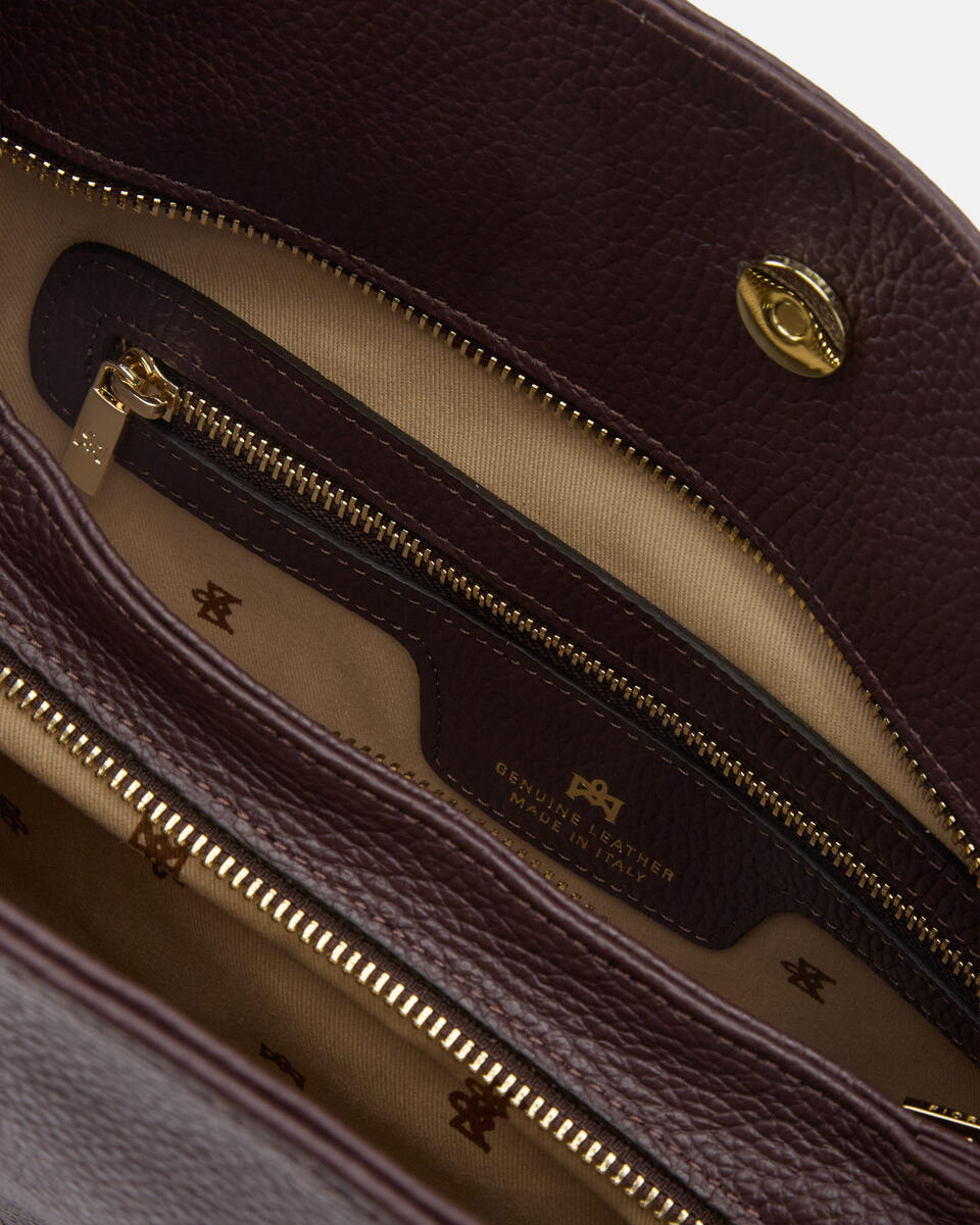 Velvet borsa a spalla grande con tracolla estensibile Coffee  - Borse A Spalla - Borse Donna - Borse - Cuoieria Fiorentina