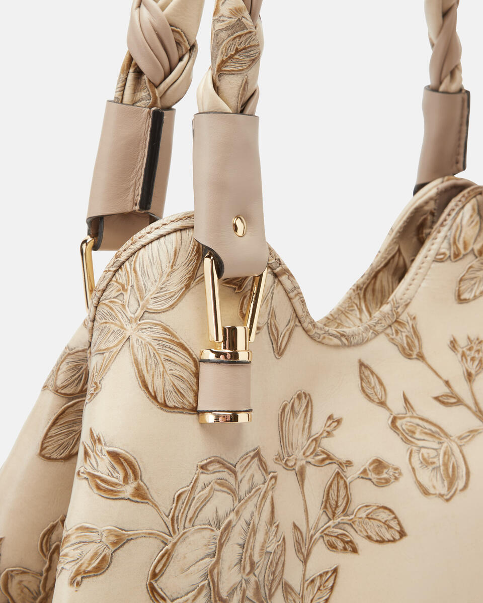 Mimì Borsa a spalla con doppiomanico intrecciato Taupe  - Borse A Spalla - Borse Donna - Borse - Cuoieria Fiorentina