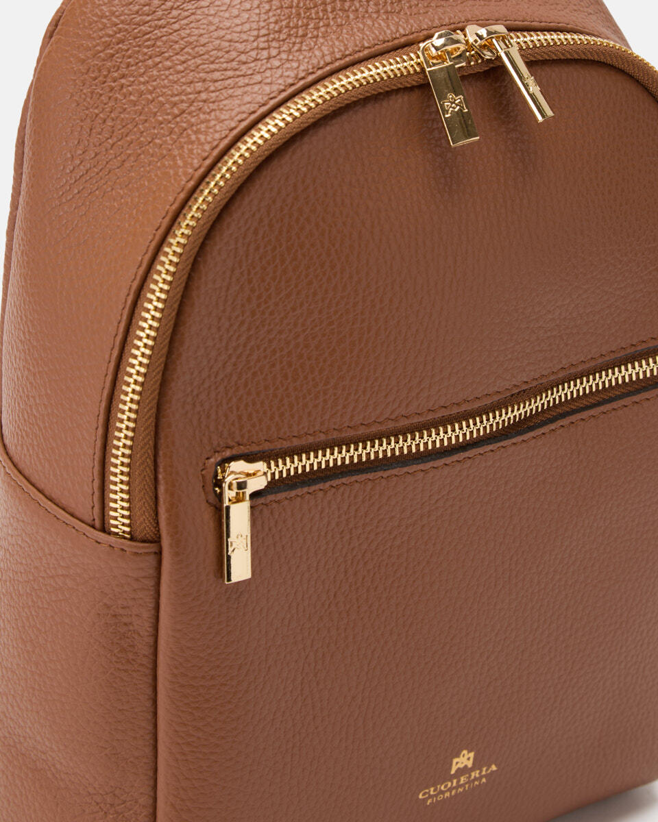 Velvet zainetto urban con zip e spallacci regolabili Caramel  - Zaini - Borse Donna - Borse - Cuoieria Fiorentina