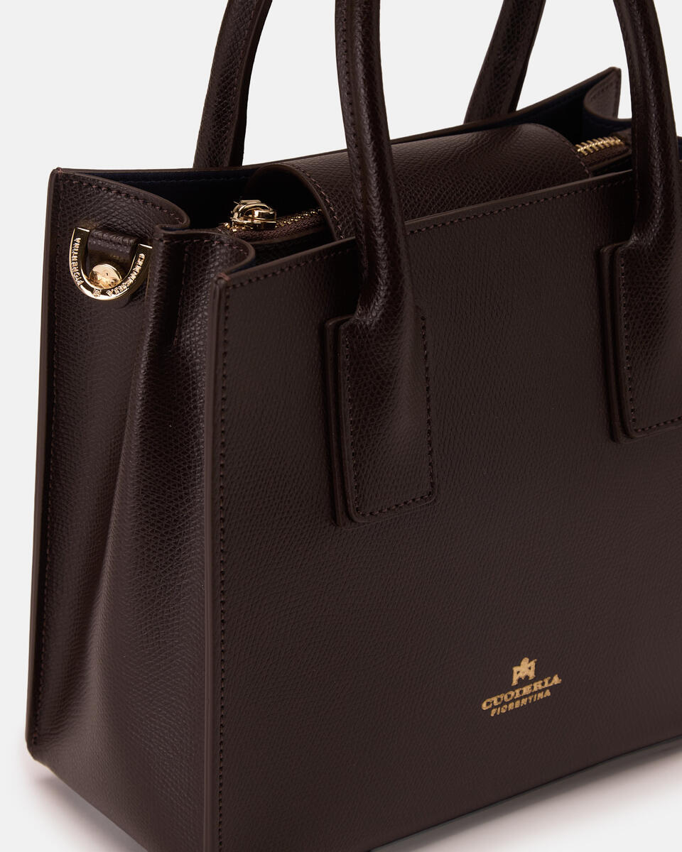 Alice small tote bag squadrata Testa di moro  - Tote Bag - Borse Donna - Borse - Cuoieria Fiorentina