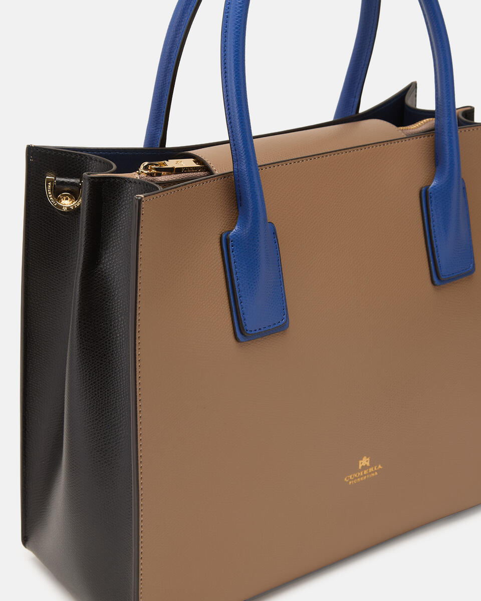 Alice medium tote bag squadrata 3 colori Desertnerobluette  - Tote Bag - Borse Donna - Borse - Cuoieria Fiorentina