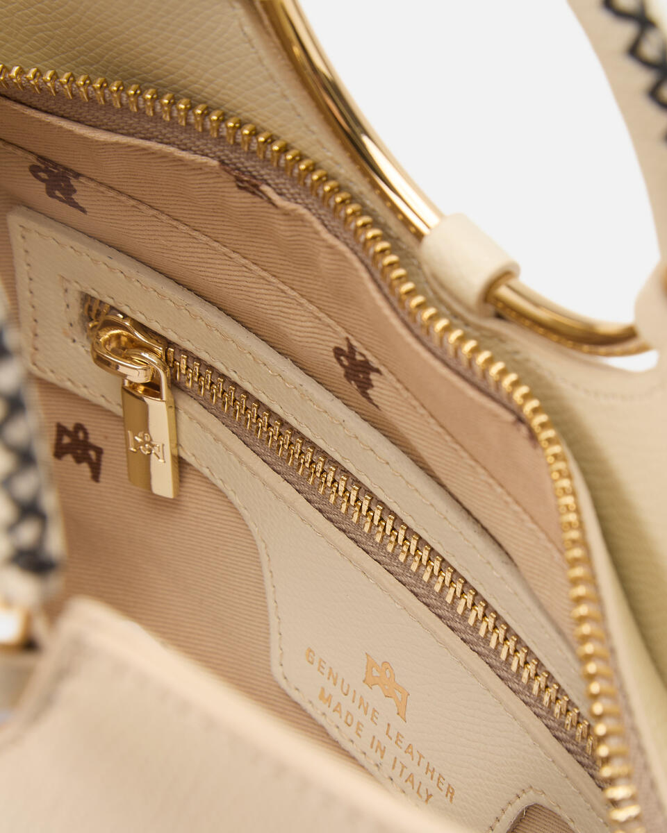 Oblò Mini Xbody in vitello palmellato Prosecco  - Tote Bag - Borse Donna - Borse - Cuoieria Fiorentina