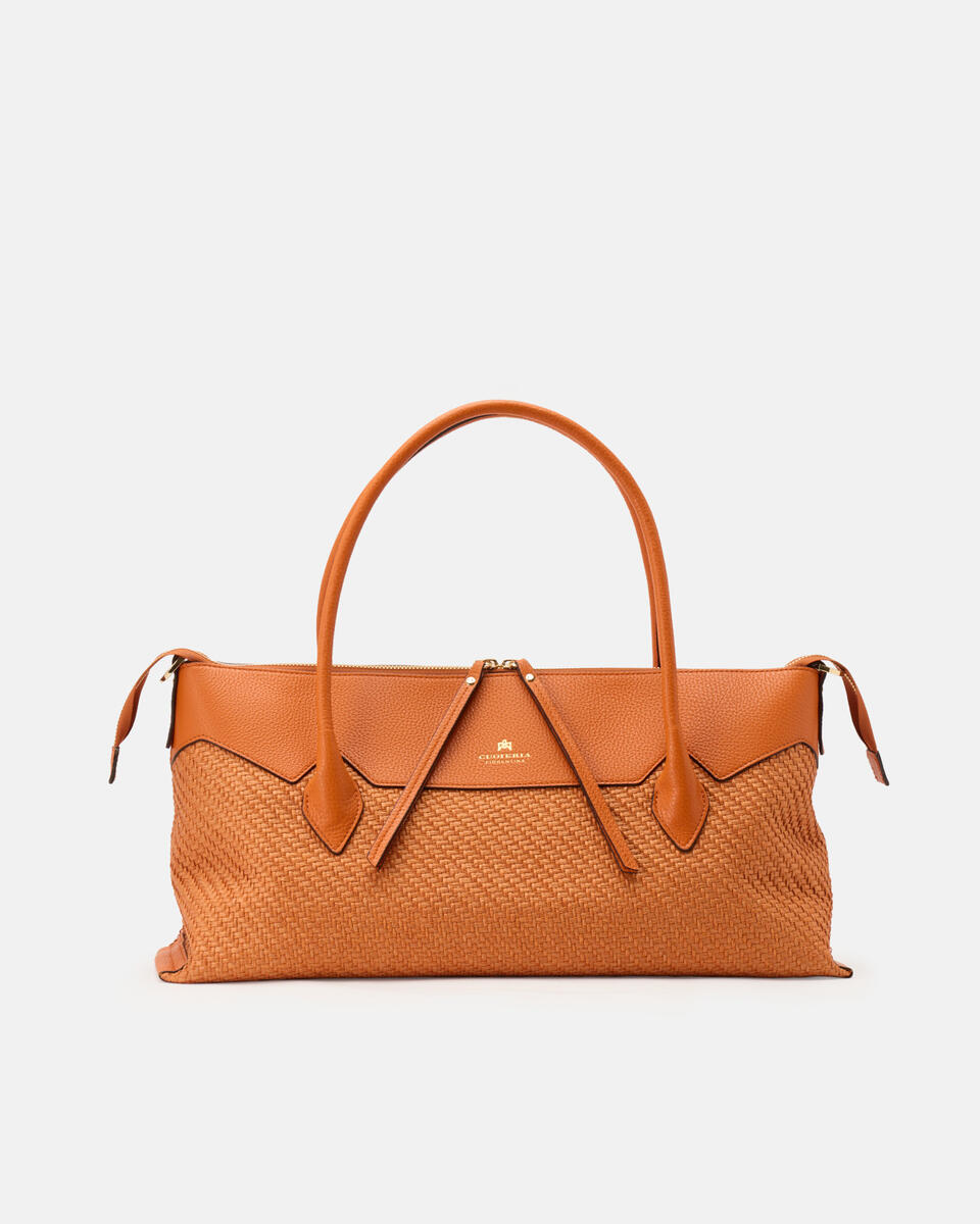 Holly large tote rafia e pelle Arancio  - Shopping - Borse Donna - Borse - Cuoieria Fiorentina