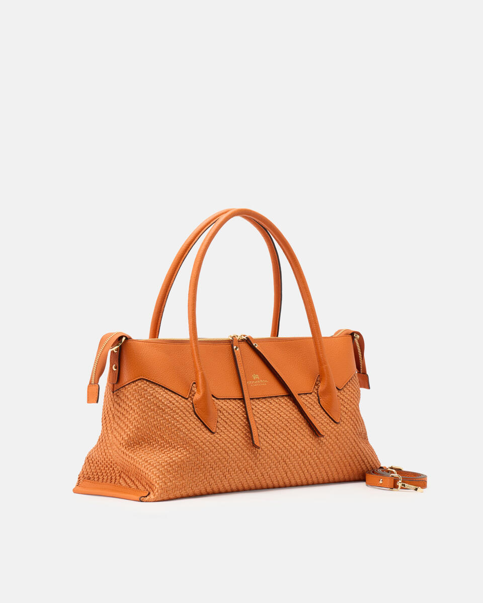 Holly large tote rafia e pelle Arancio  - Shopping - Borse Donna - Borse - Cuoieria Fiorentina