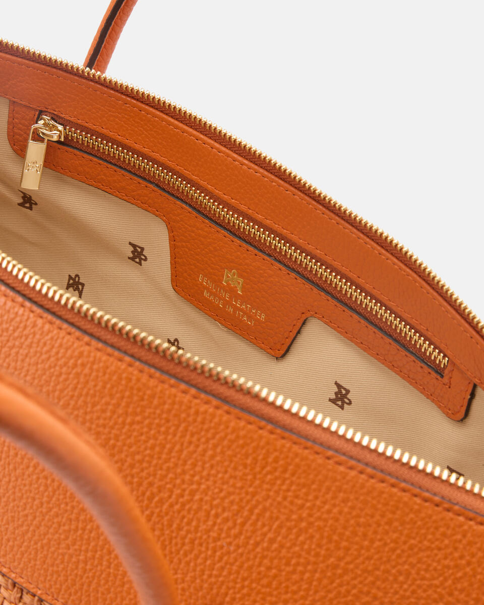 Holly large tote rafia e pelle Arancio  - Shopping - Borse Donna - Borse - Cuoieria Fiorentina