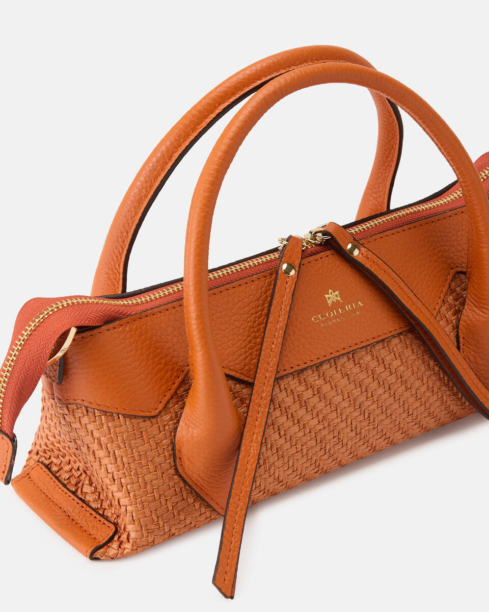 Holly small tote rafia e pelle Arancio  - Tote Bag - Borse Donna - Borse - Cuoieria Fiorentina