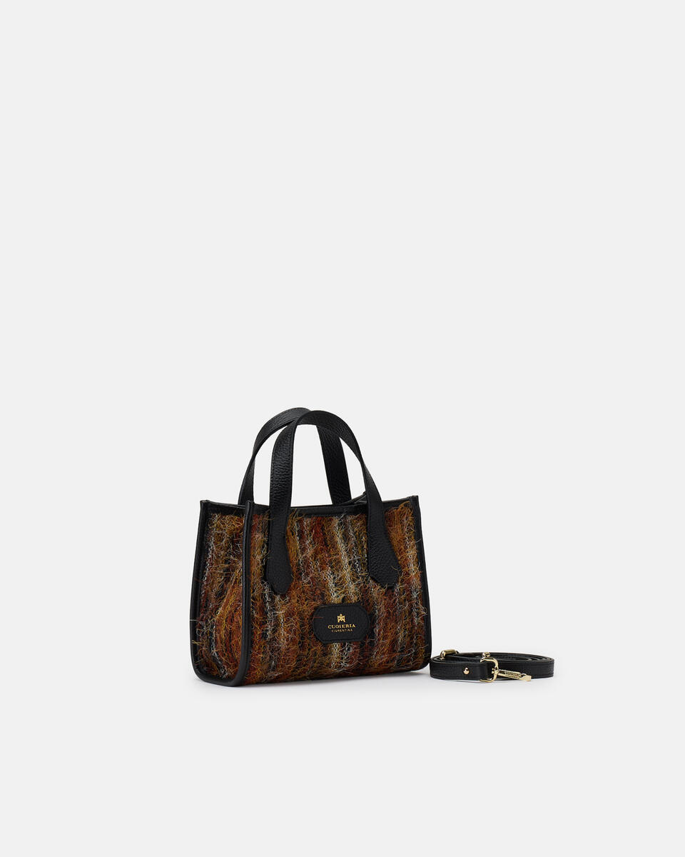 Dora small tote in Tessuto Rococò Black  - Cuoieria Fiorentina