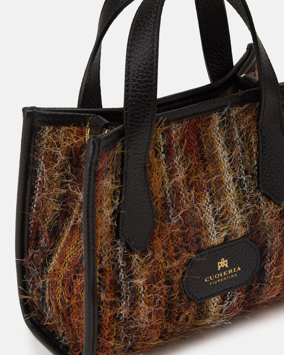 Dora small tote in Tessuto Rococò Black  - Cuoieria Fiorentina