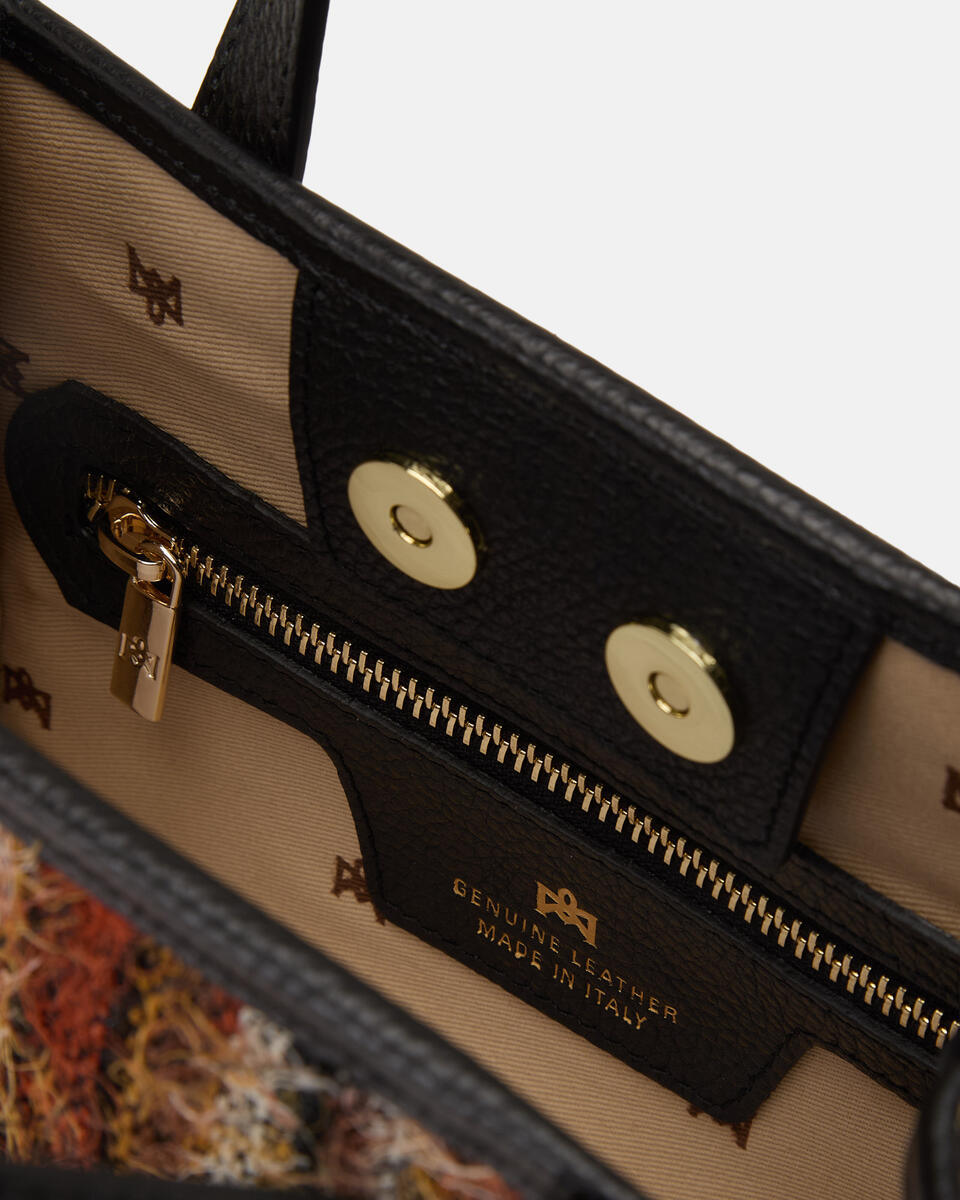 Dora small tote in Tessuto Rococò Black  - Cuoieria Fiorentina