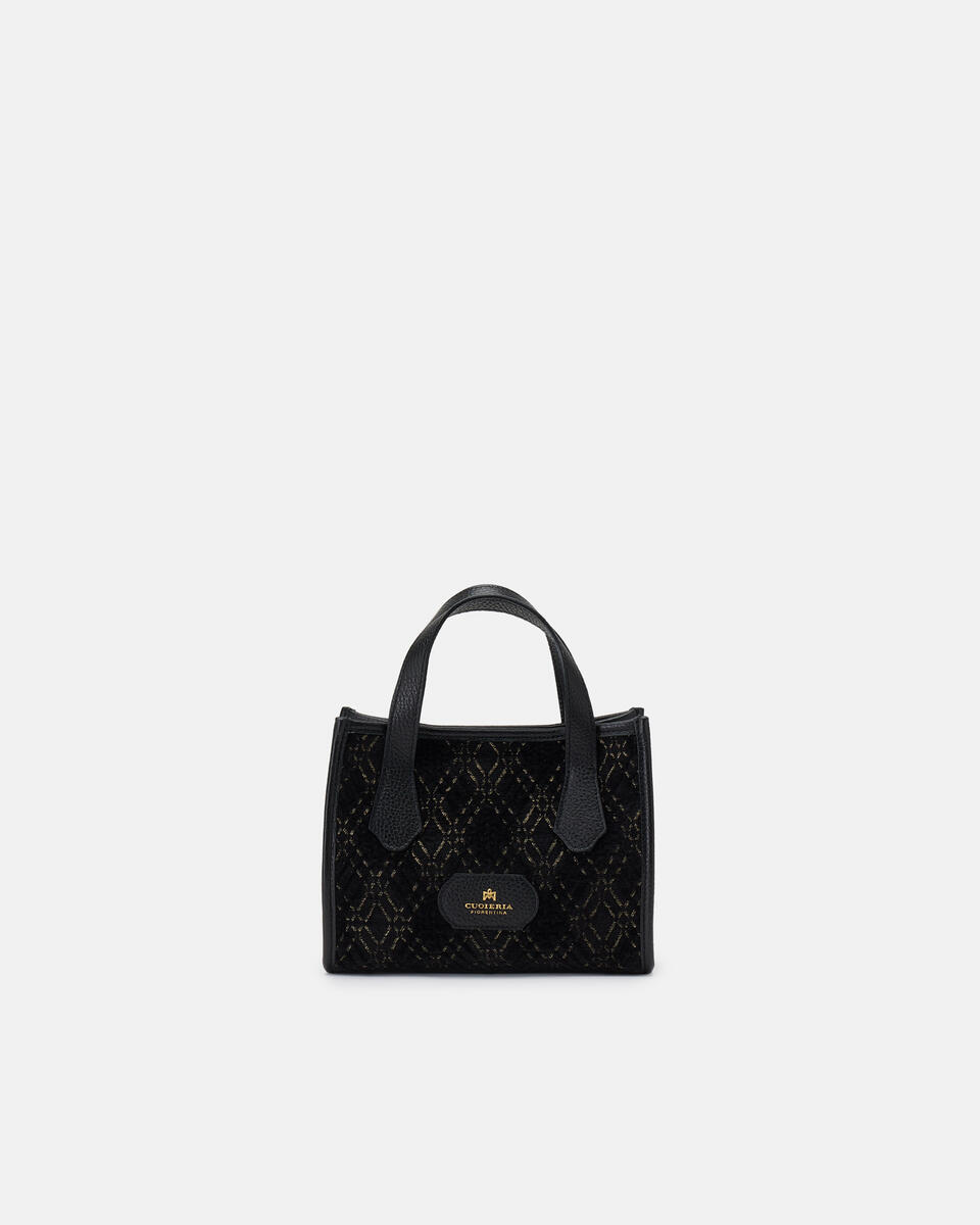 Dora small tote in Tessuto Jacquard Black  - Cuoieria Fiorentina