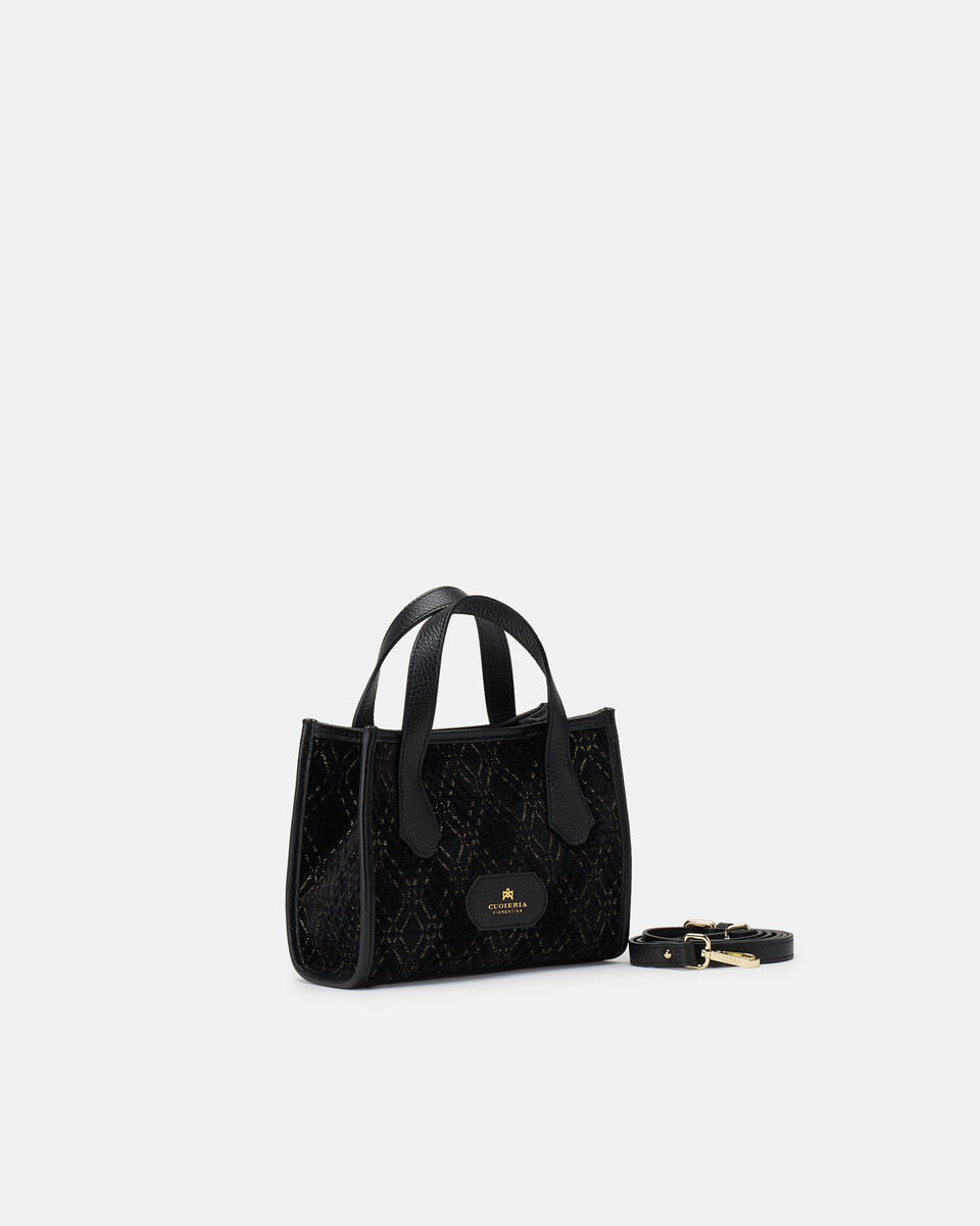 Dora small tote in Tessuto Jacquard Black  - Cuoieria Fiorentina