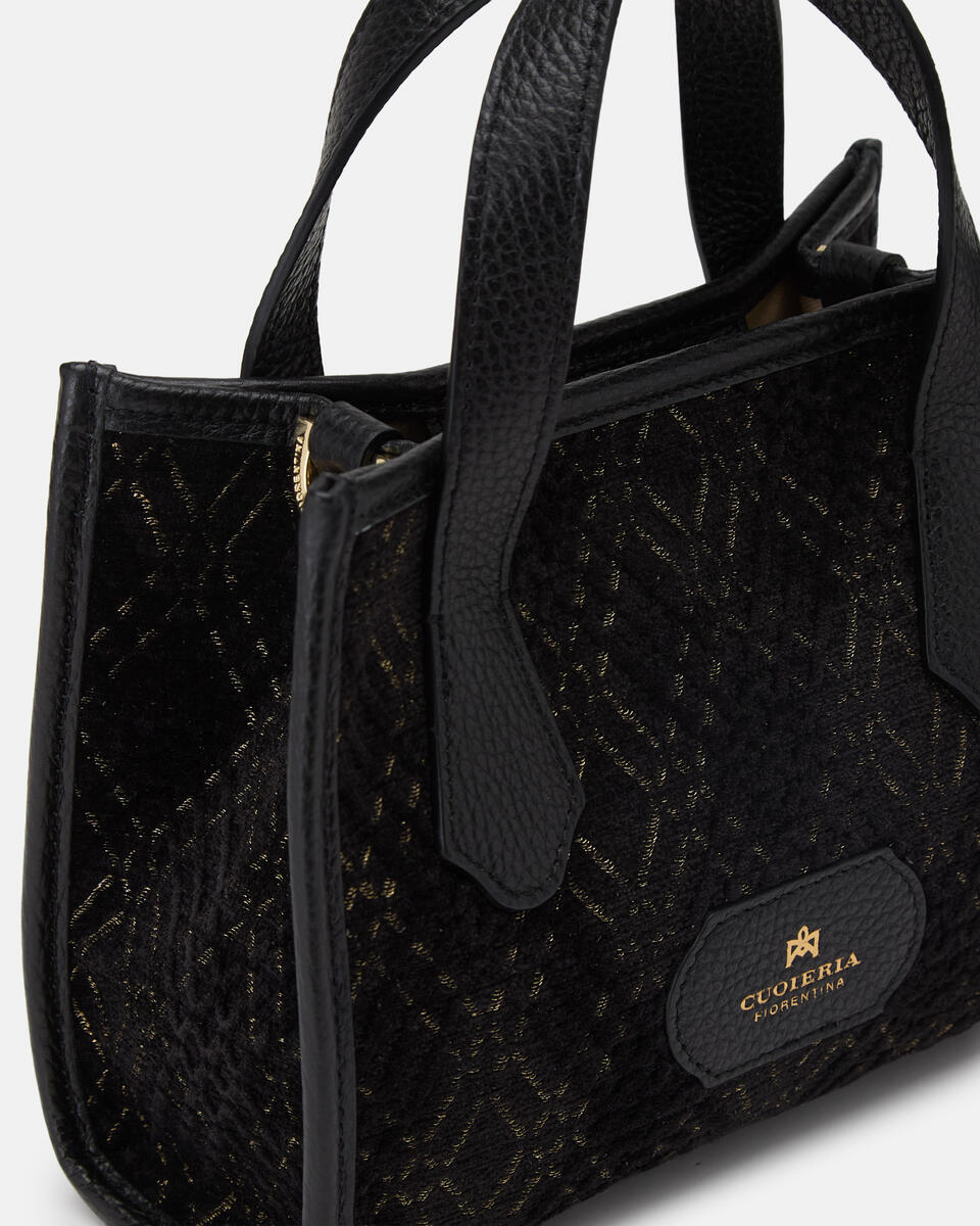 Dora small tote in Tessuto Jacquard Black  - Cuoieria Fiorentina