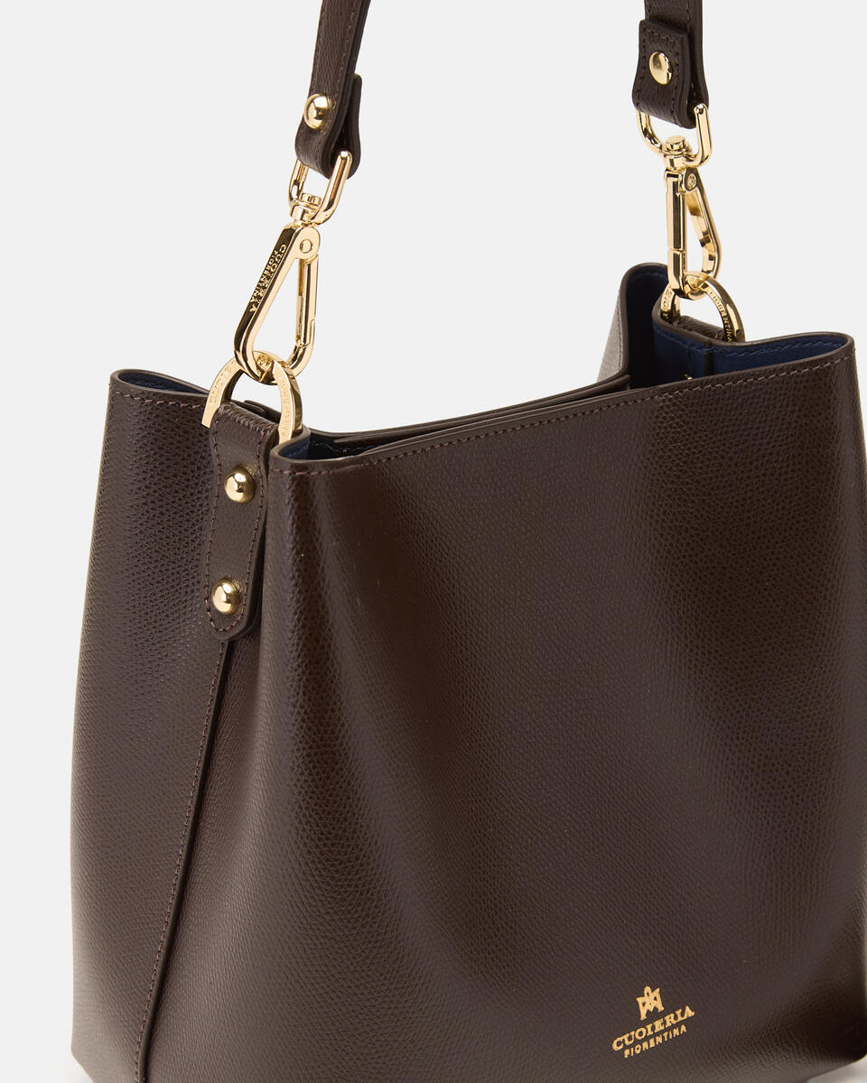 SMALL BUCKET BAG Dark brown  - Bucket Bags - Women's Bags - Bags - Cuoieria Fiorentina