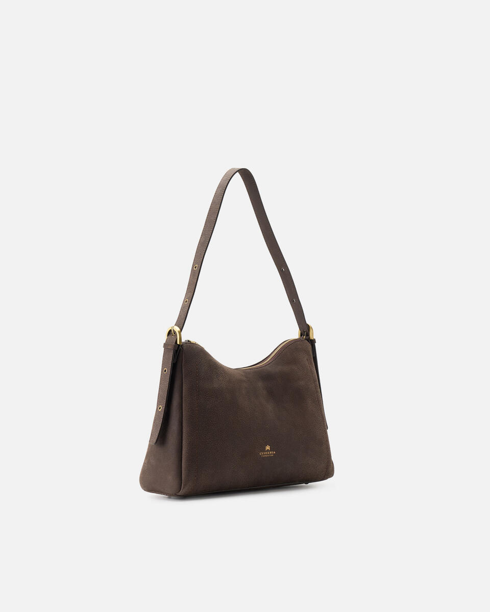 SQUARED HOBO Chocolate  - Shoulder Bags - Women's Bags - Bags - Cuoieria Fiorentina