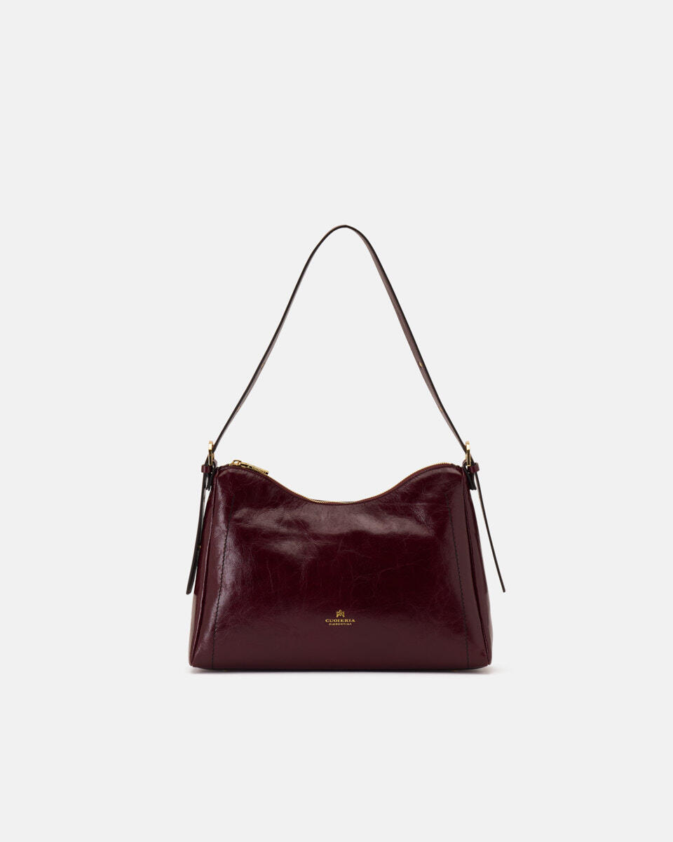 SQUARED HOBO BAG Black cherry  - Shoulder Bags - Women's Bags - Bags - Cuoieria Fiorentina