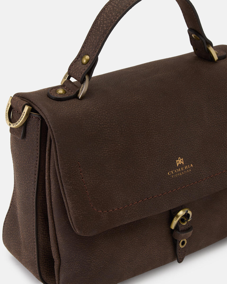 Eva soft Small Flap Nabuck Cioccolato  - Messenger - Borse Donna - Borse - Cuoieria Fiorentina