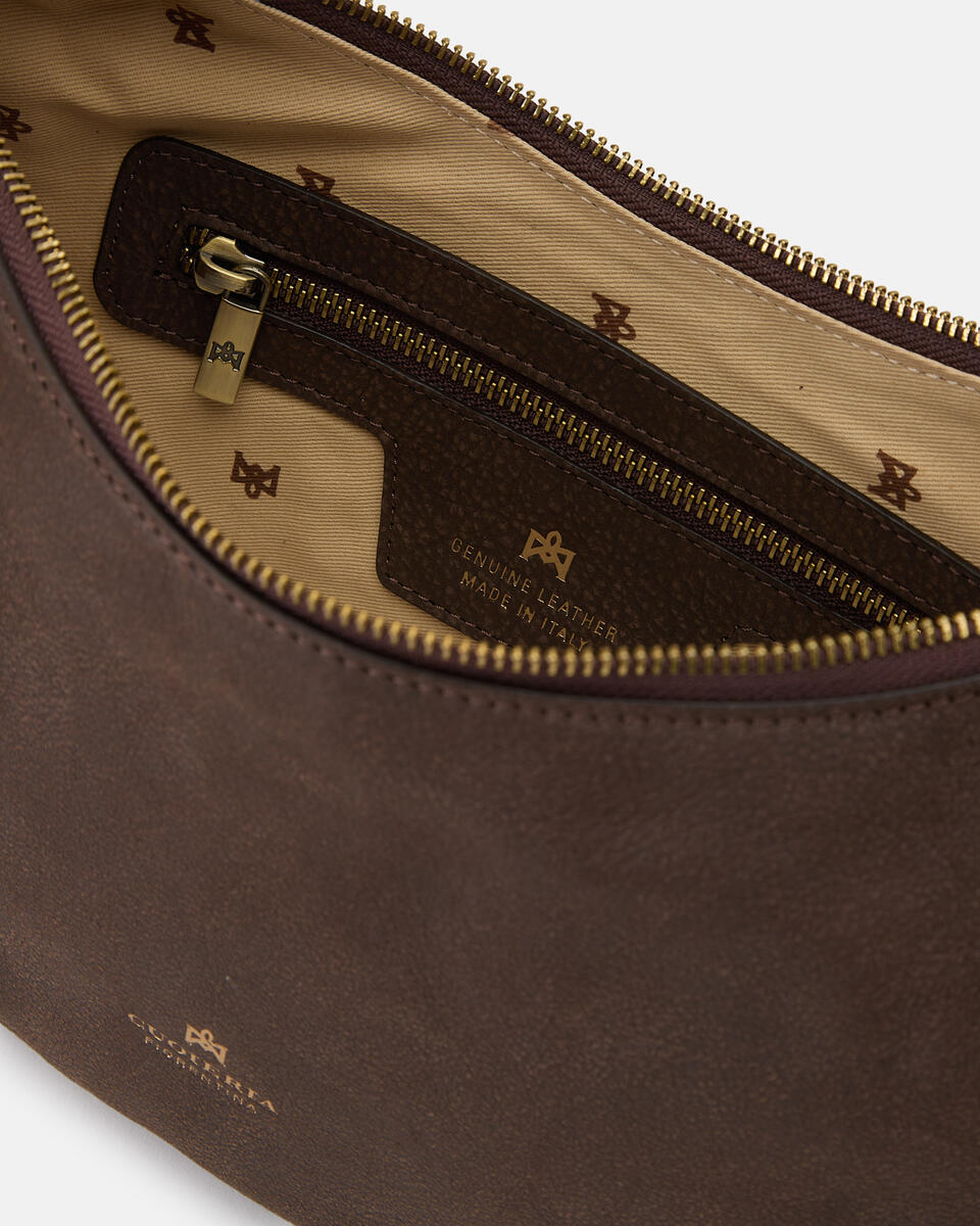 SMALL HOBO BAG Chocolate  - Tote Bags - Women's Bags - Bags - Cuoieria Fiorentina