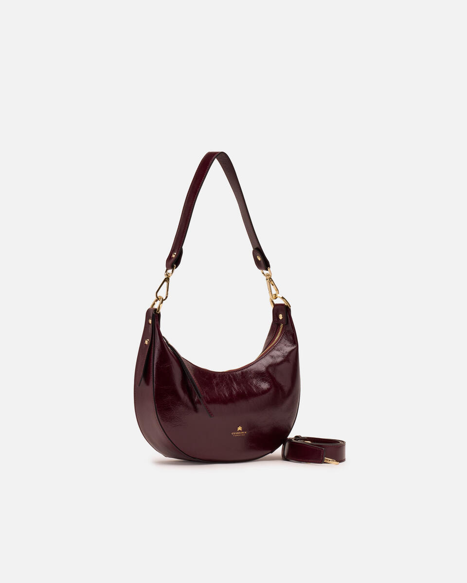 SMALL HOBO BAG Black cherry  - Shoulder Bags - Women's Bags - Bags - Cuoieria Fiorentina