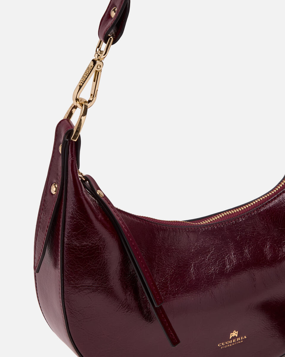 SMALL HOBO BAG Black cherry  - Shoulder Bags - Women's Bags - Bags - Cuoieria Fiorentina
