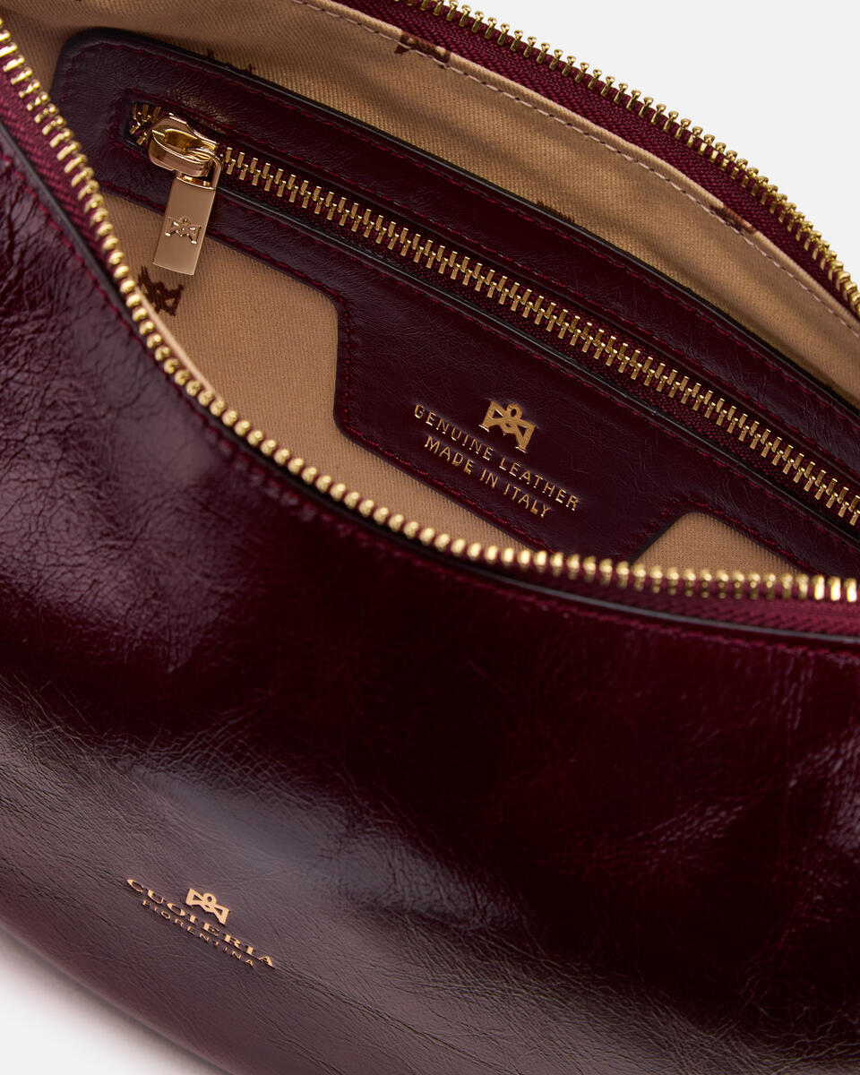 SMALL HOBO BAG Black cherry  - Shoulder Bags - Women's Bags - Bags - Cuoieria Fiorentina