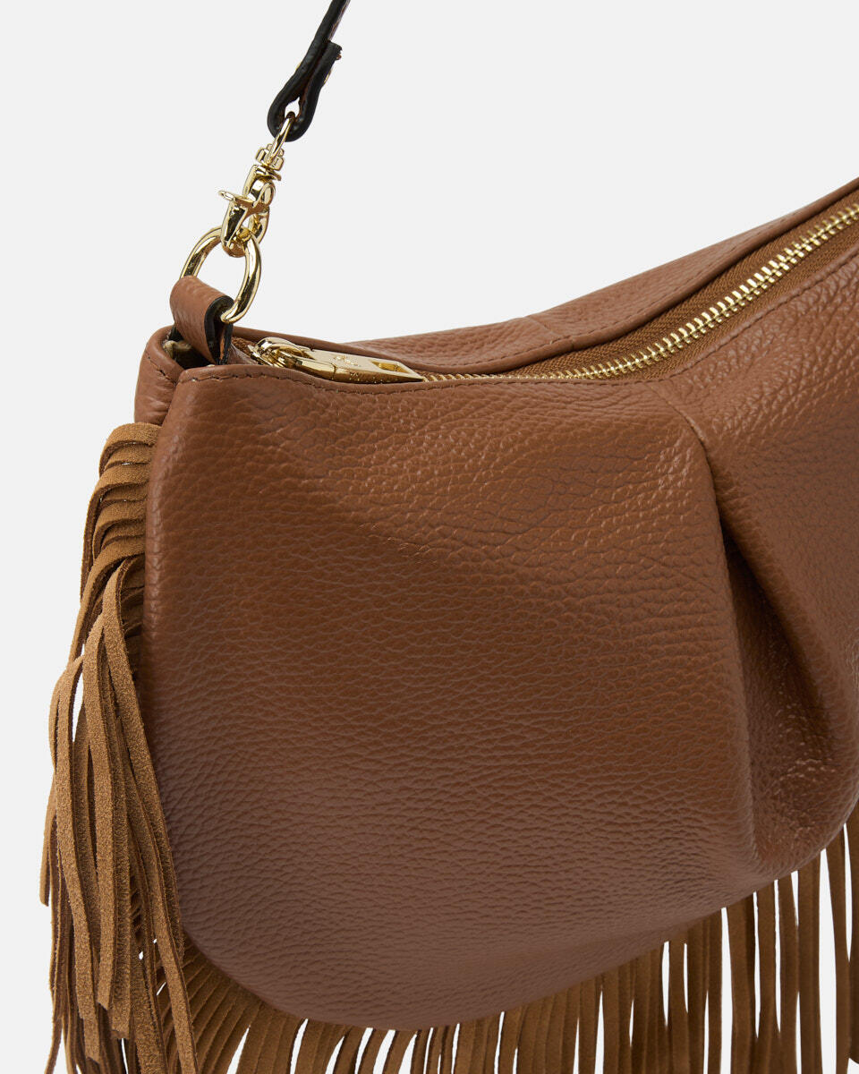 MINI POUCH WITH FRINGES Caramel  - Shoulder Bags - Women's Bags - Bags - Cuoieria Fiorentina