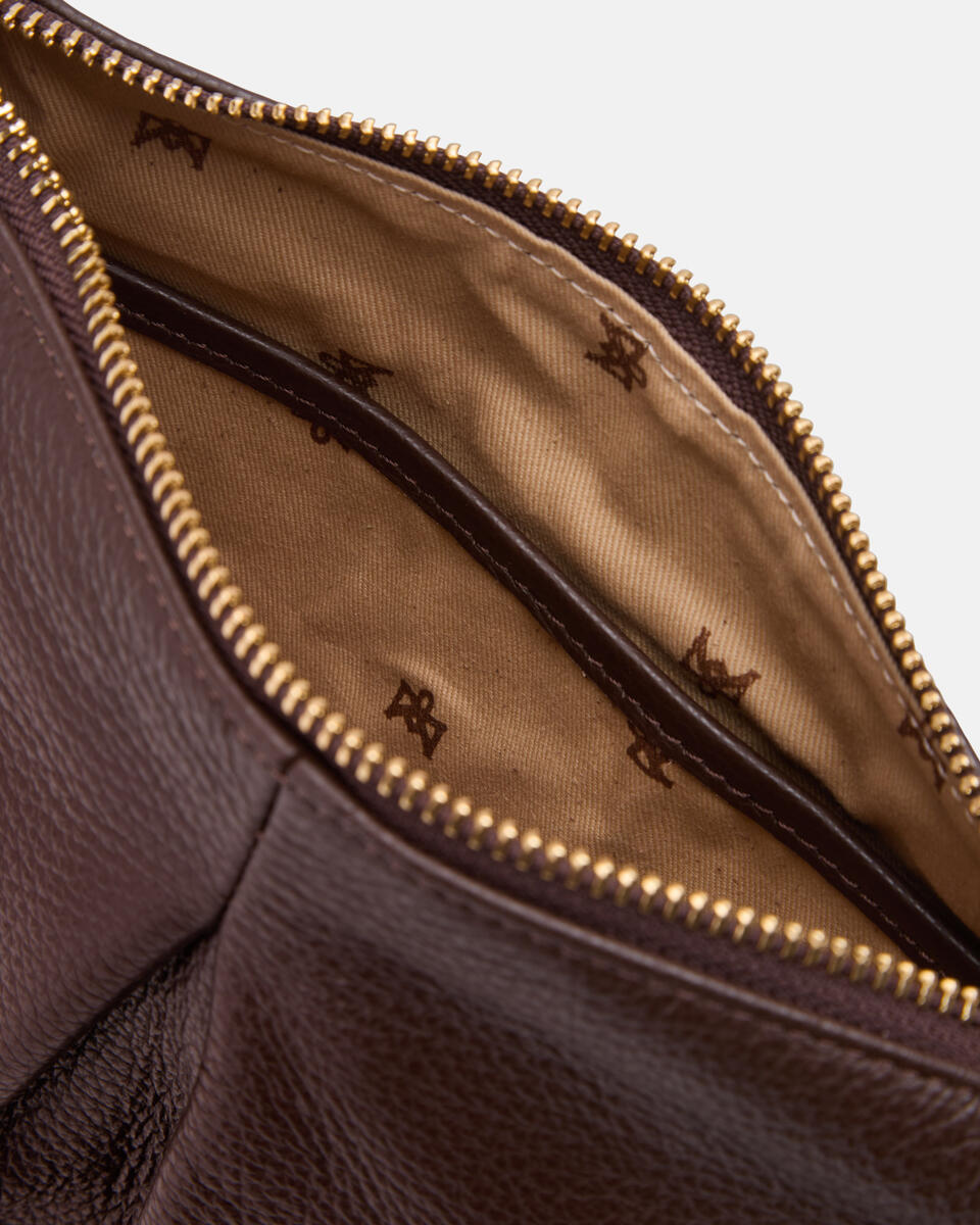 Emma Folk Mini Pouch Cioccolato  - Borse A Spalla - Borse Donna - Borse - Cuoieria Fiorentina