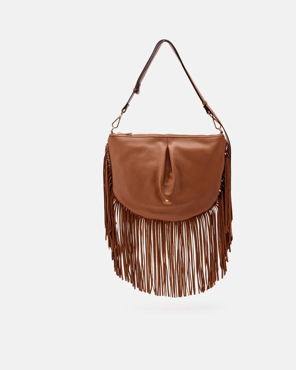 POUCH WITH FRINGES Caramel  - Shoulder Bags - Women's Bags - Bags - Cuoieria Fiorentina