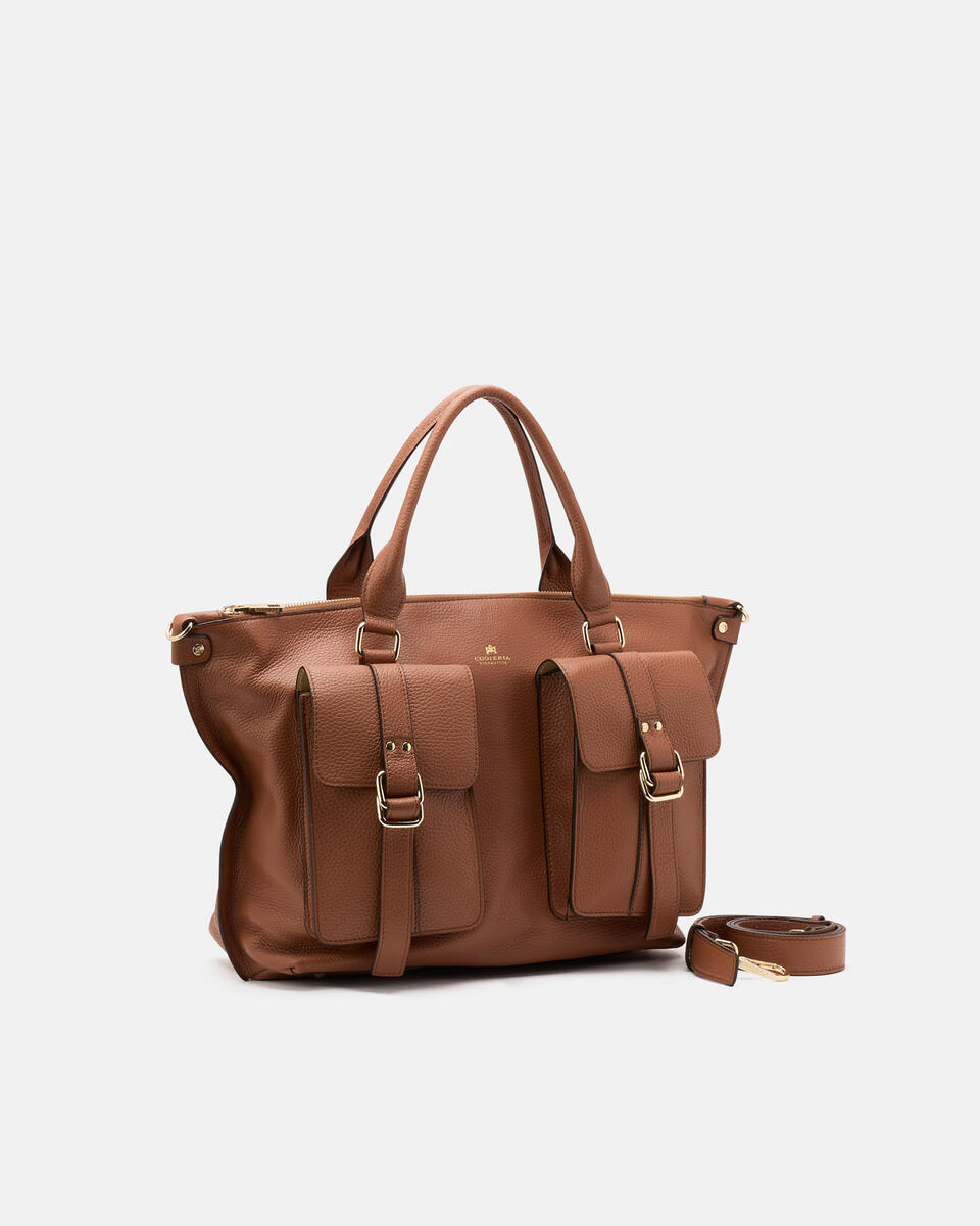 Blow Pocket Large Tote Bag Caramel  - Tote Bag - Borse Donna - Borse - Cuoieria Fiorentina