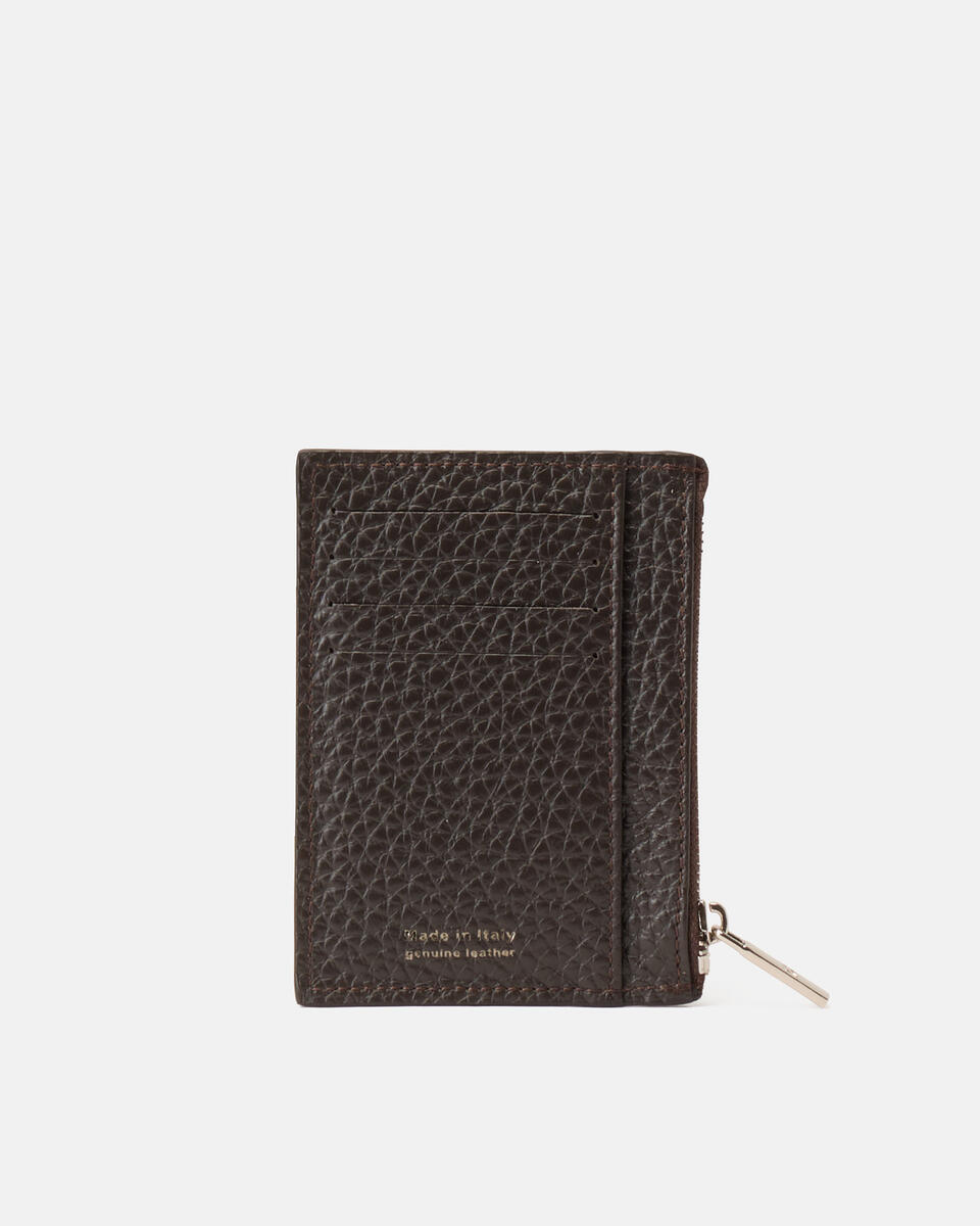 CARD HOLDER WITH ZIP Dark brown  - Women's Wallets - Men's Wallets - Wallets - Cuoieria Fiorentina
