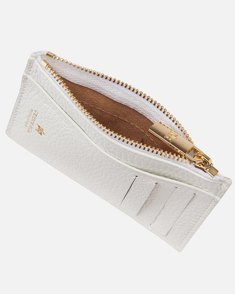 Velvet Portacarte con zip Bianco  - Portafogli Donna - Portafogli Donna - Portafogli - Cuoieria Fiorentina
