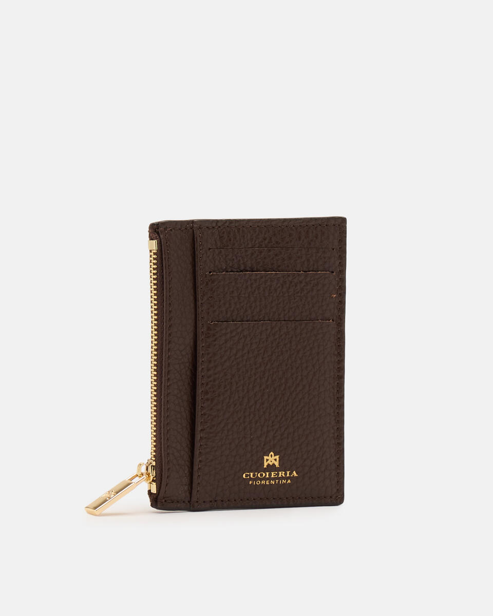 Velvet Portacarte con zip Cioccolato  - Portafogli Donna - Portafogli Donna - Portafogli - Cuoieria Fiorentina