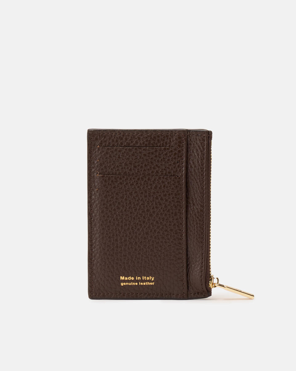 Velvet Portacarte con zip Cioccolato  - Portafogli Donna - Portafogli Donna - Portafogli - Cuoieria Fiorentina