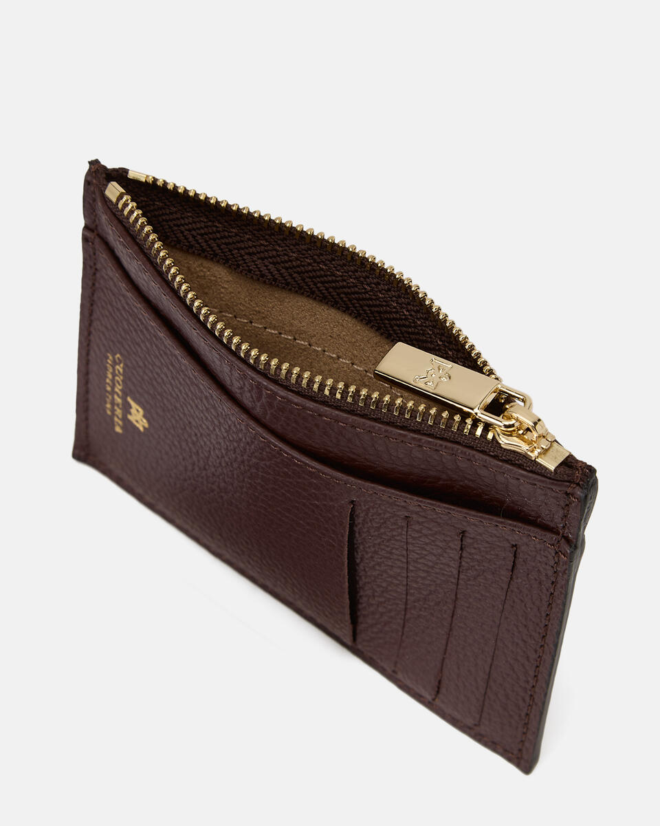 Velvet Portacarte con zip Coffee  - Portafogli Donna - Portafogli Donna - Portafogli - Cuoieria Fiorentina