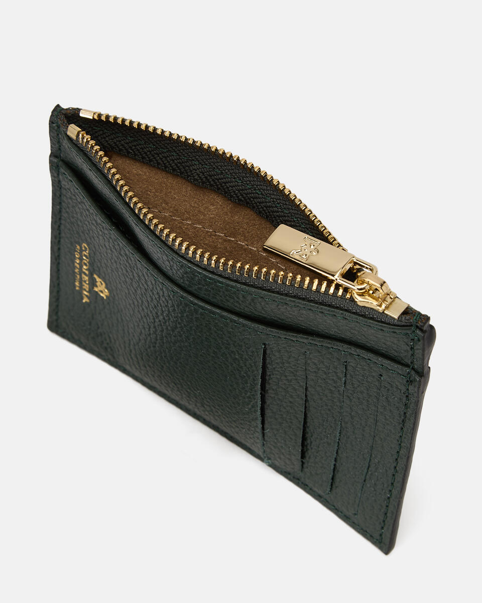 Card holder with zip Moss  - Women's Wallets - Women's Wallets - Wallets - Cuoieria Fiorentina