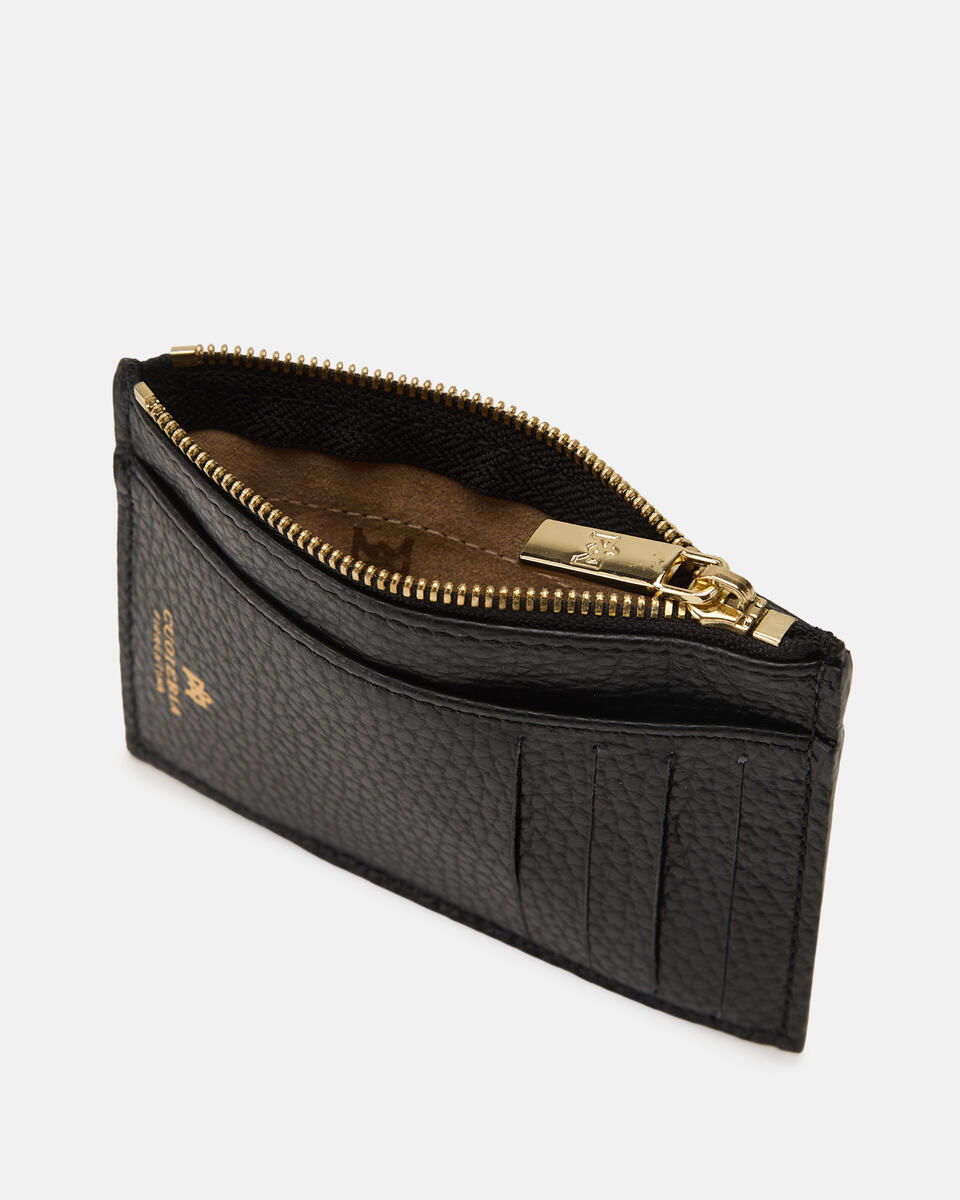 Velvet Portacarte con zip Nero  - Portafogli Donna - Portafogli Donna - Portafogli - Cuoieria Fiorentina