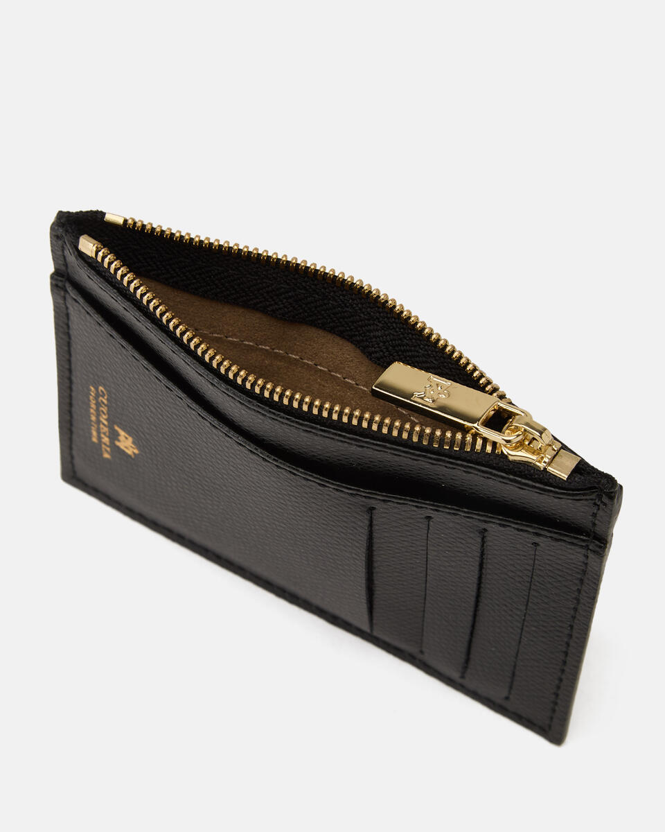 Card holder with zip Black  - Women's Wallets - Women's Wallets - Wallets - Cuoieria Fiorentina