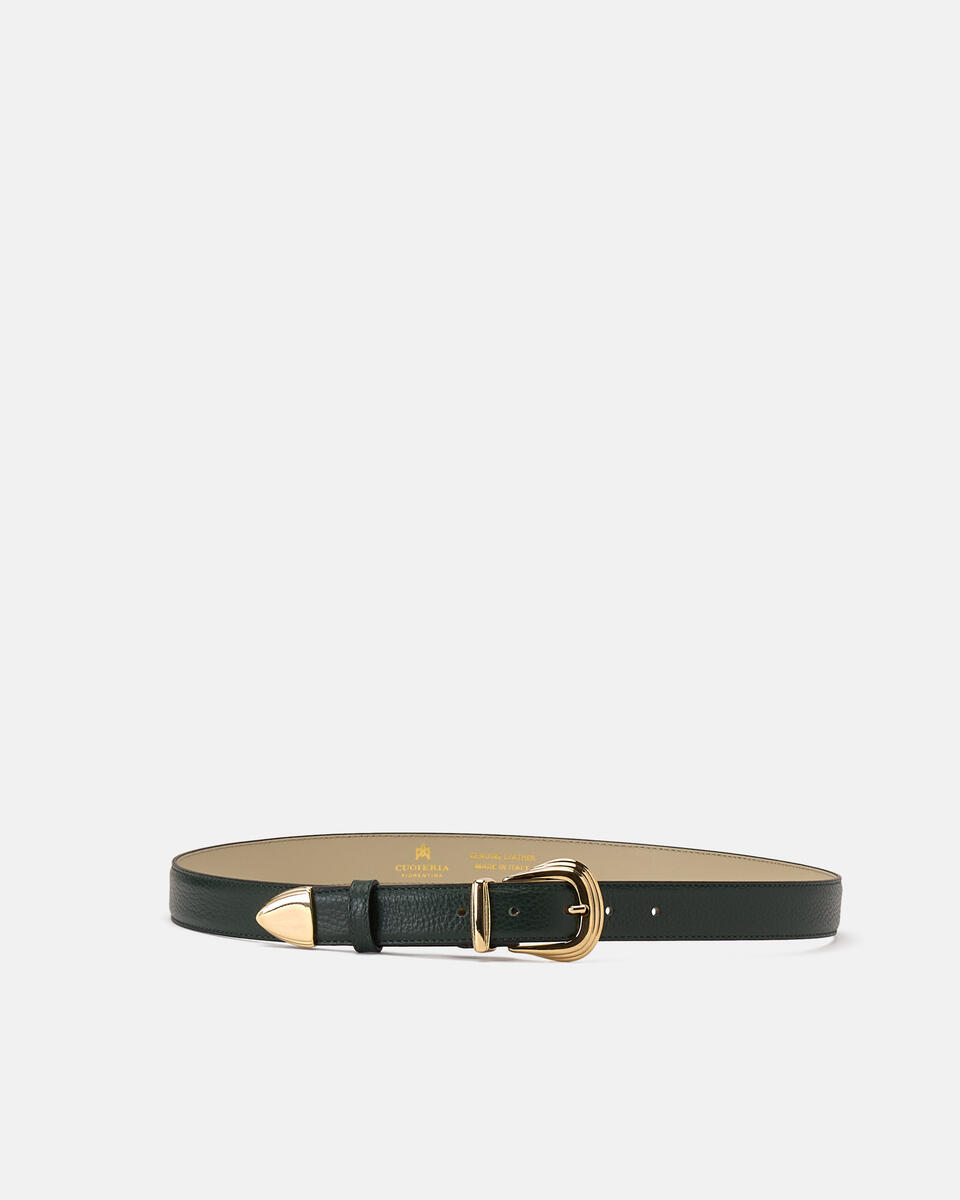 Cintura D cm 3 Metal Tip Muschio  - Cinture Donna - Cinture - Cuoieria Fiorentina