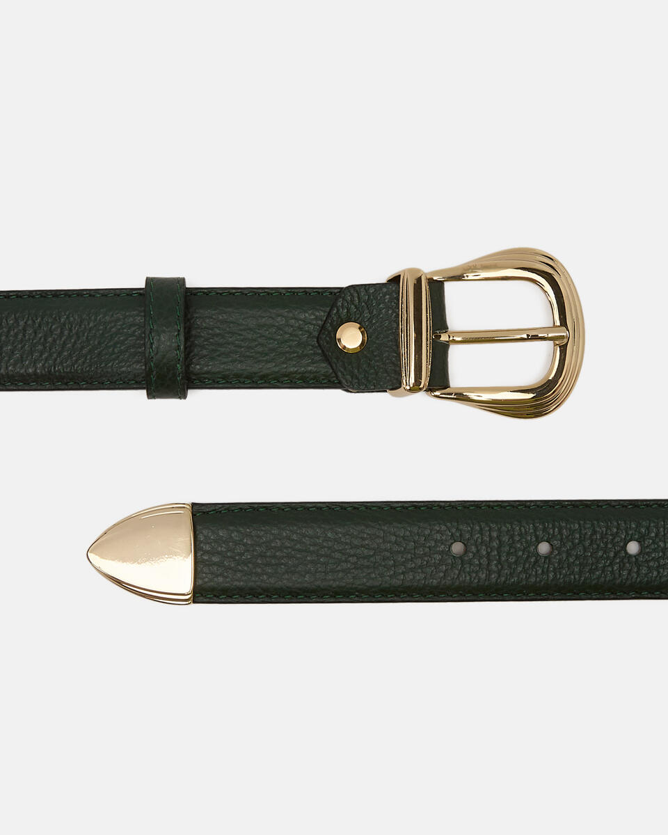 Cintura D cm 3 Metal Tip Muschio  - Cinture Donna - Cinture - Cuoieria Fiorentina