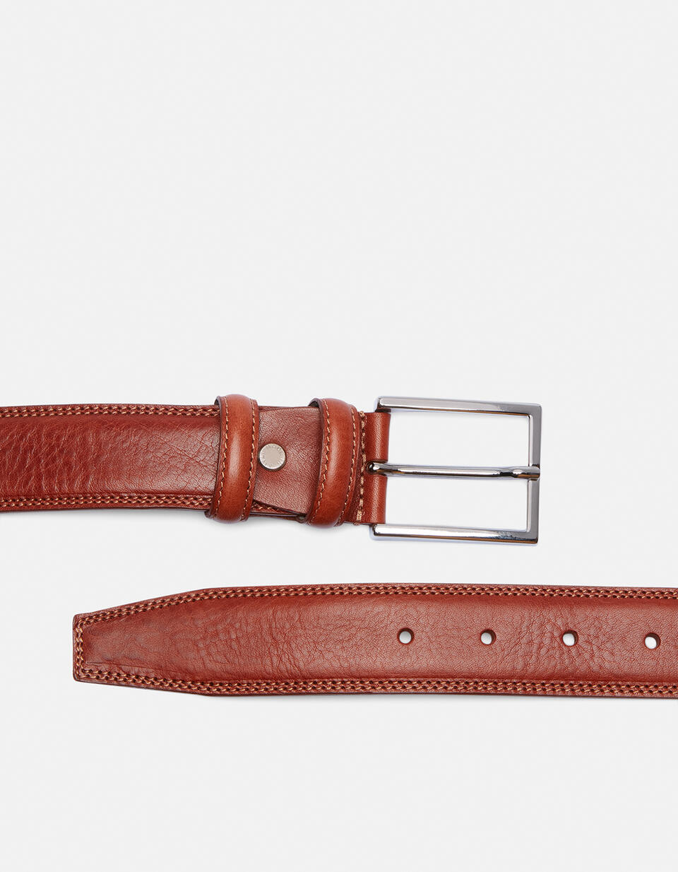Cintura Elgante doppia cucitura 3,5cm Marrone  - Cinture Uomo - Cinture - Cuoieria Fiorentina