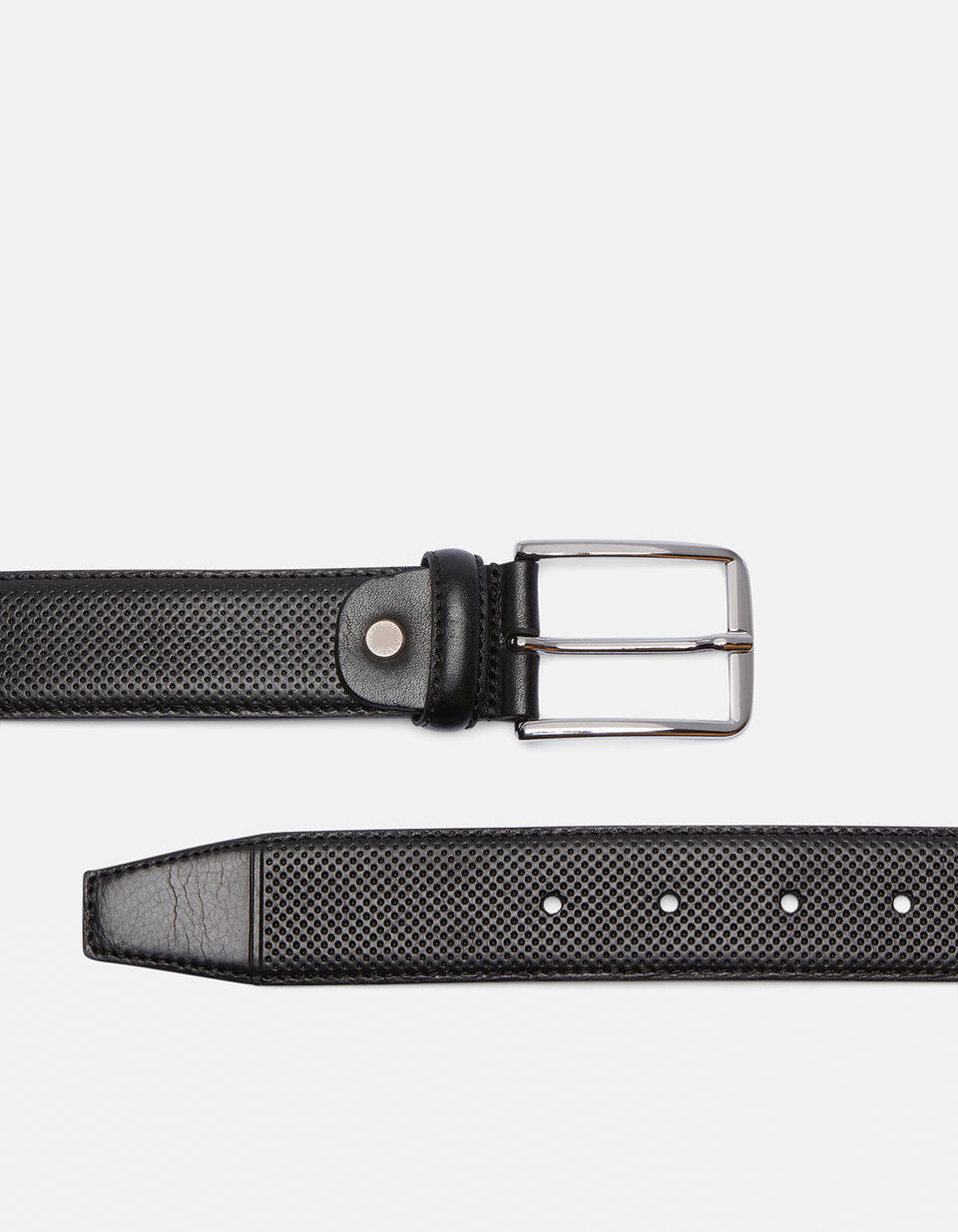 Cintura motivo punti 3,5 cm Nero  - Cinture Uomo - Cinture - Cuoieria Fiorentina