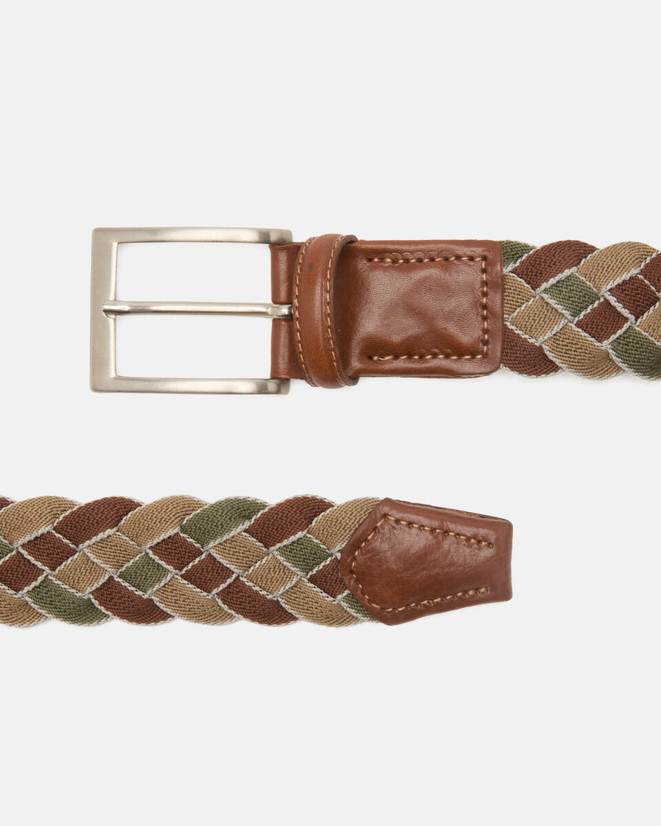 Braided belt Taupedarkbrown  - Men Belts - Belts - Cuoieria Fiorentina