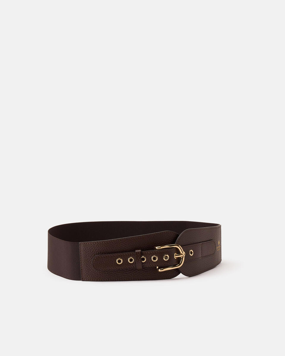 ELASTICATED WAISTBAND Chocolate  - Women's Belts - Belts - Cuoieria Fiorentina