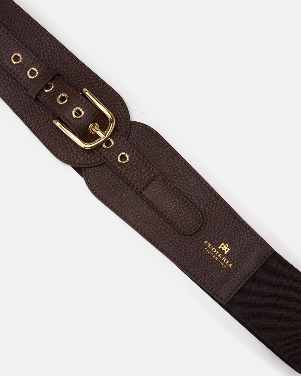ELASTICATED WAISTBAND Chocolate  - Women's Belts - Belts - Cuoieria Fiorentina