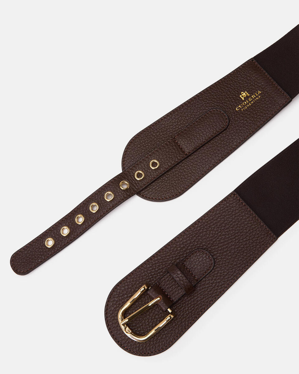 ELASTICATED WAISTBAND Chocolate  - Women's Belts - Belts - Cuoieria Fiorentina