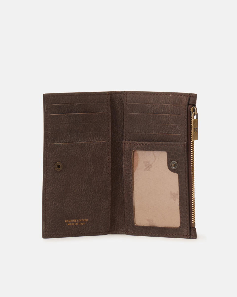 Porta carte di credito e monete nabuk Cioccolato  - Portafogli Donna - Portafogli Donna - Portafogli - Cuoieria Fiorentina