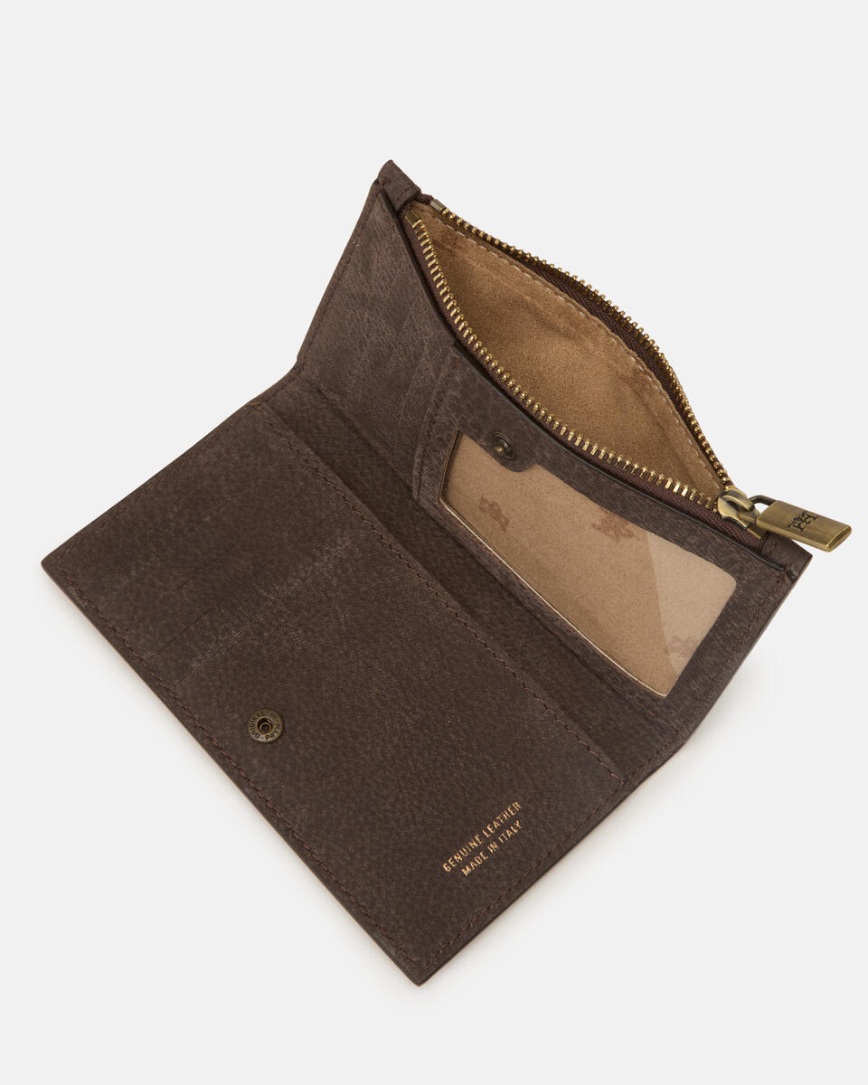 Porta carte di credito e monete nabuk Cioccolato  - Portafogli Donna - Portafogli Donna - Portafogli - Cuoieria Fiorentina